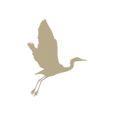 Egret Jewellery's Logo. A gold Egret symbol on a white background. 