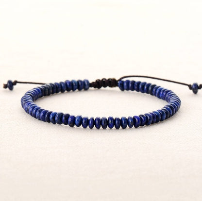 Natural Dark Blue Lapis Lazuli Beaded Stacking Disc Friendship Bracelet Beads - Egret Jewellery