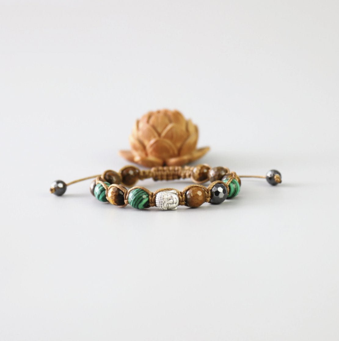 Malachite & Tigers Eye Natural Shamballa Bracelet - Egret Jewellery