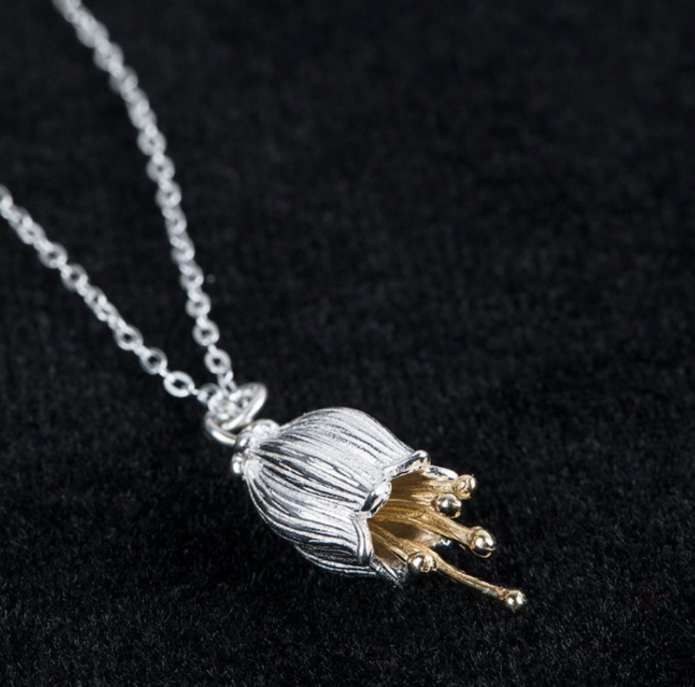 925 Sterling Silver Golden Campanula Flower Necklace - Egret Jewellery