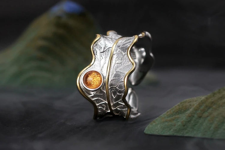 Sterling Silver Chunky Leaf Ring