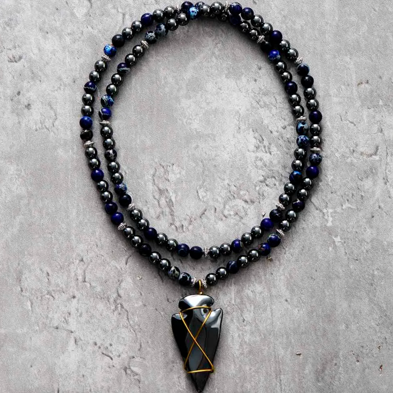 Hematite | Jasper Men's Arrowhead Necklace