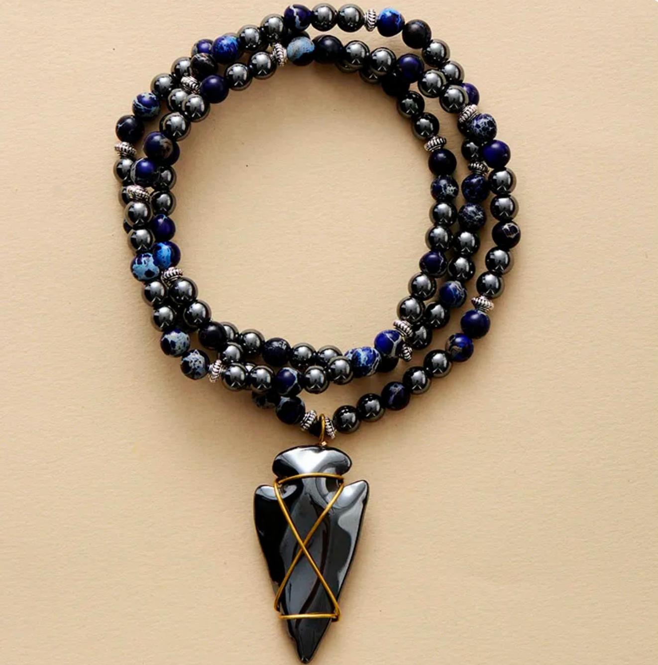 Hematite | Jasper Men's Arrowhead Necklace