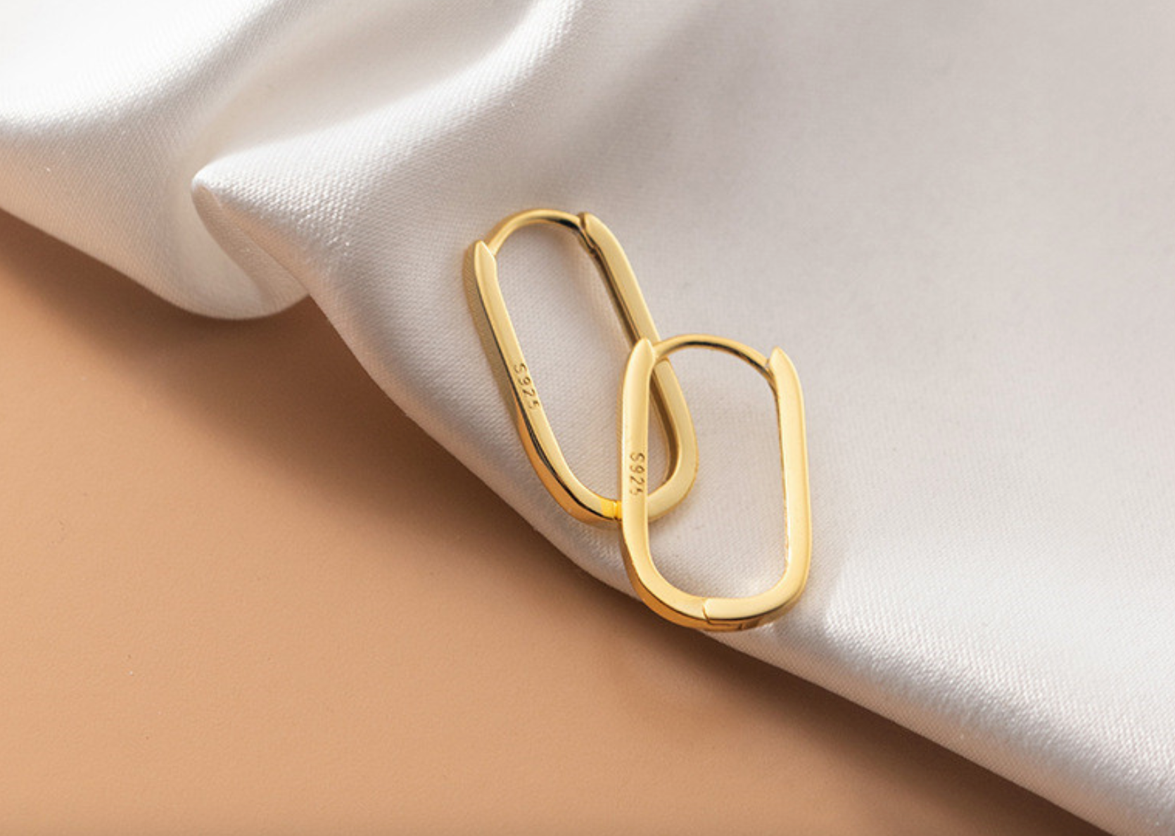 Gold Single Paperclip Buckle Huggie Earrings