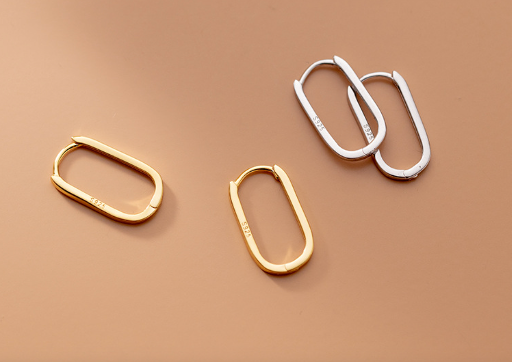 Gold Single Paperclip Buckle Huggie Earrings