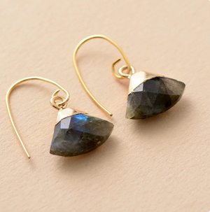 Labradorite Drop Dangle Gold Geometric Earrings