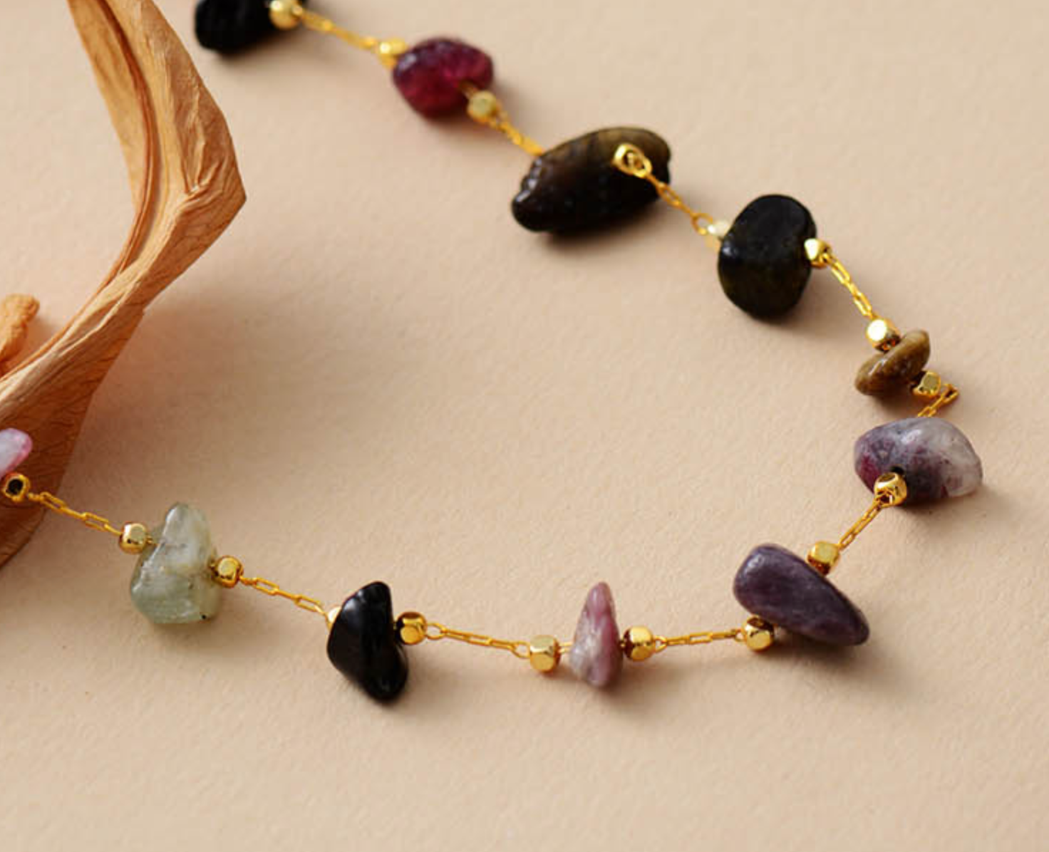 Rough Gemstone Gold Chain Necklace | Egret Jewellery 