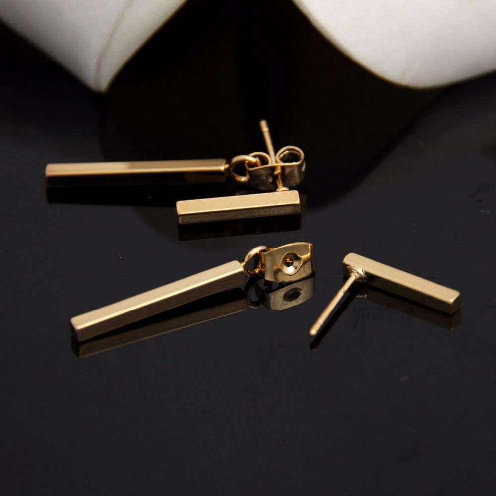 24K Gold Plated Geometric T Bar Ear Jacket  | Earrings - Egret Jewellery