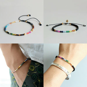 Four photos of the natural stone beaded bracelet from Egret Jewellery