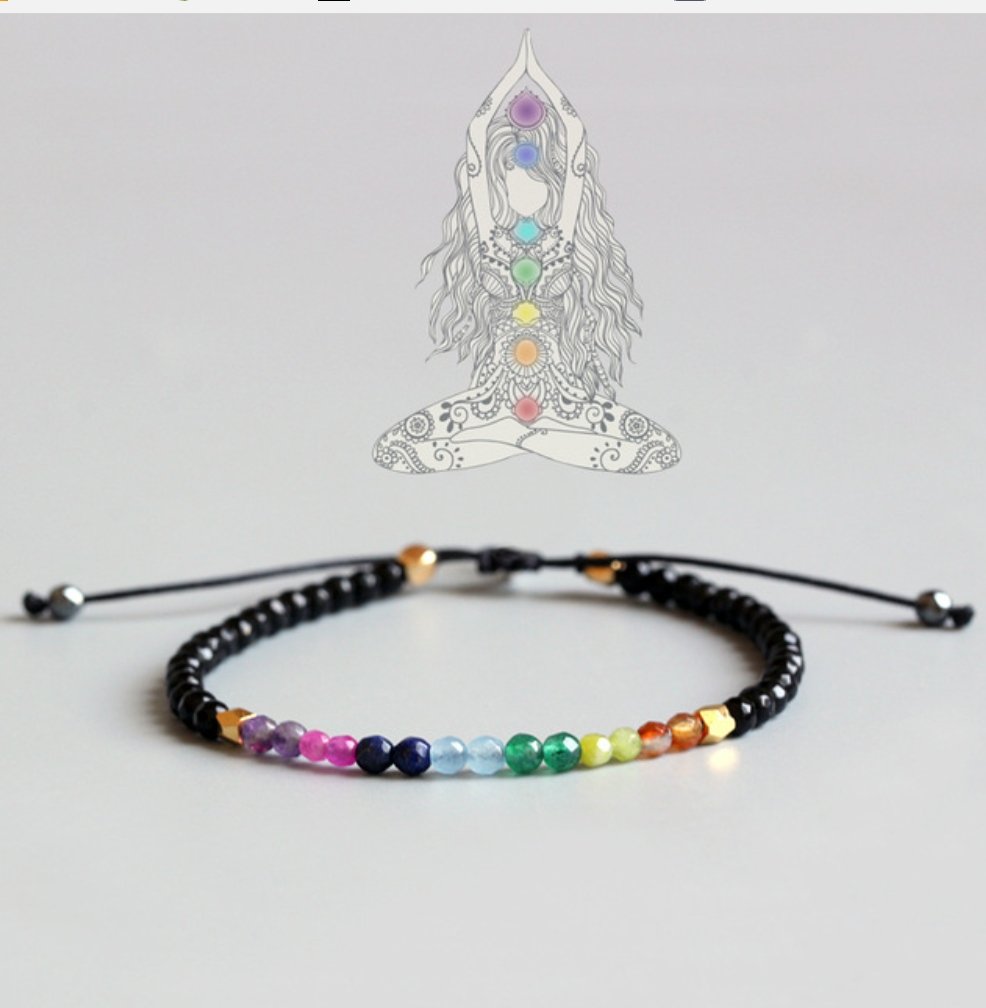 Natural 7 Stone Chakra Gemstone Beaded Crystal Bracelet - Egret Jewellery