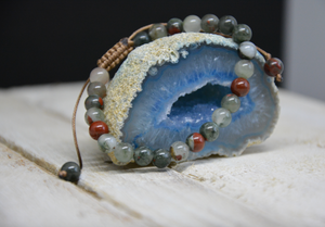 Natural Jasper & Agate Beaded Stone Stacking Bracelet - Egret Jewellery