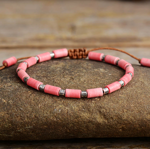 Natural Stone Pink Rhodonite Beaded Stacking Bracelet - Egret Jewellery