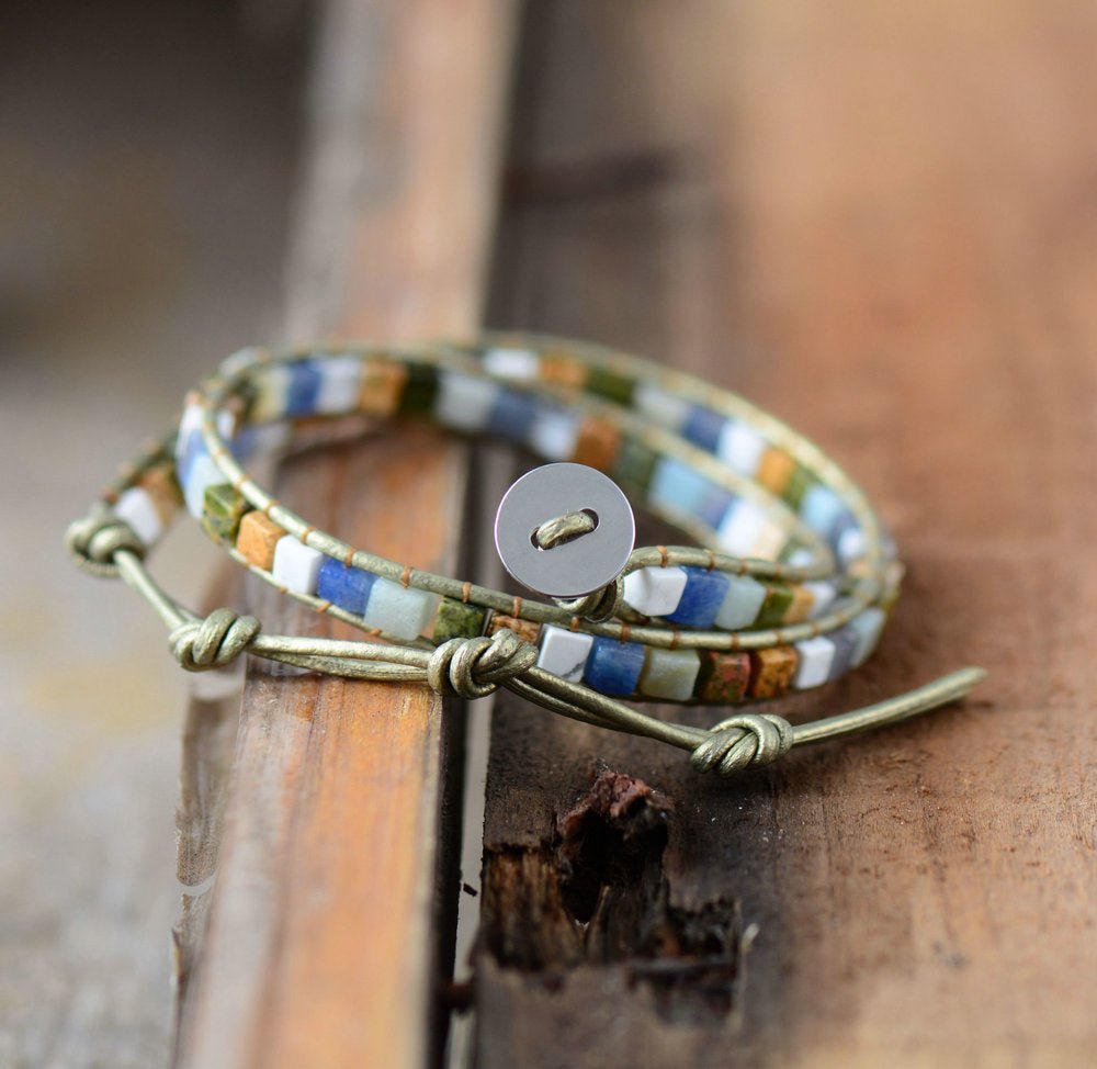 Agate & Howlite Beaded Wrap Bracelet - Egret Jewellery