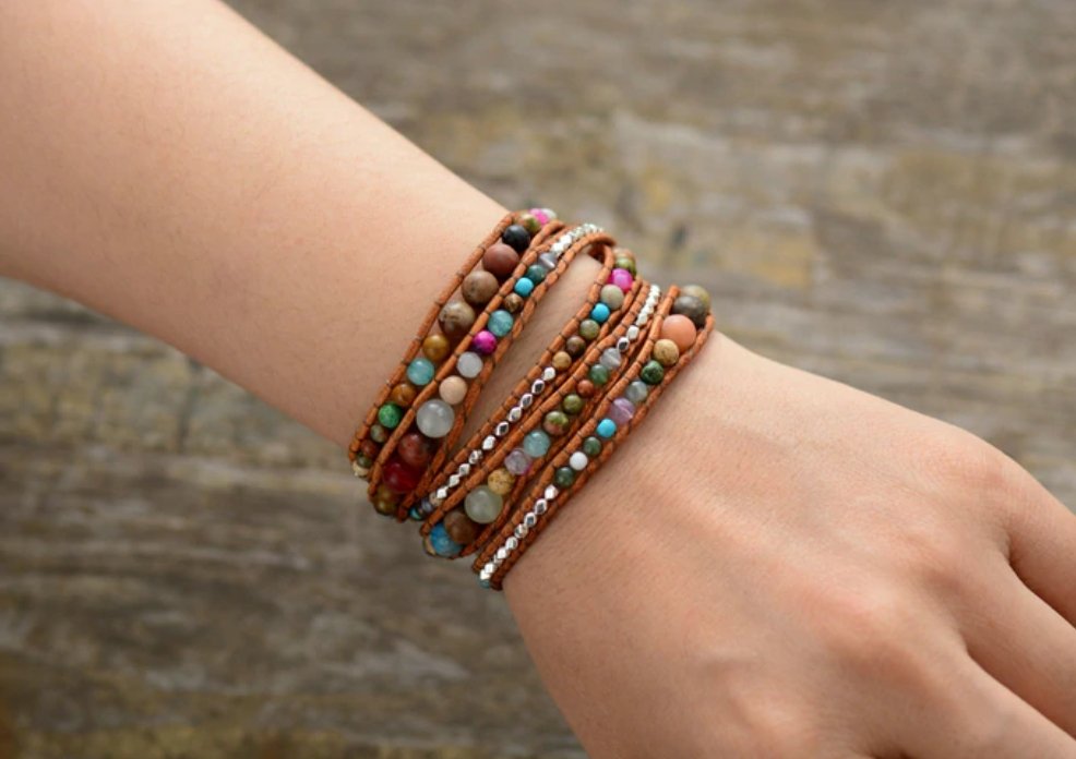 Natural Gemstone Beaded Wrap Bracelet - Egret Jewellery