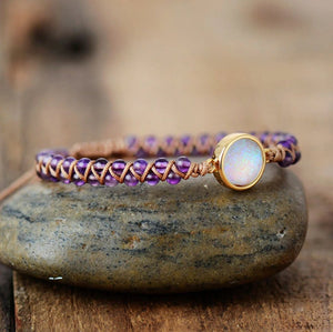 Natural Gemstone Amethyst Beaded Opal Stacking Bracelet Stacks Friendship - Egret Jewellery
