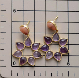 Amethyst Flower Gold Drop Earrings - Egret Jewellery