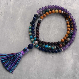 Amethyst & Turquoise Purple Mala Beaded Necklace - Egret Jewellery