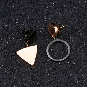 Art Deco Geometric Gold & Black Triangle Shaped Drop Earrings - Egret Jewellery