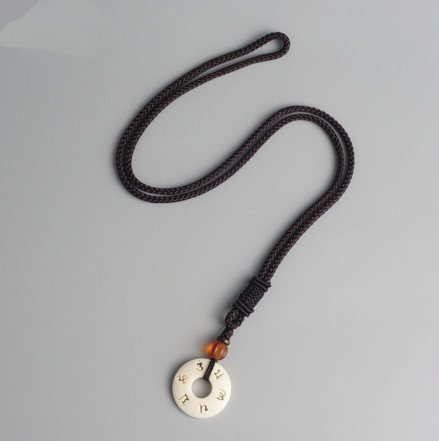 Men's Bodhi Seed Tibetan Buddhist OM Mantra Necklace Pendant - Egret Jewellery