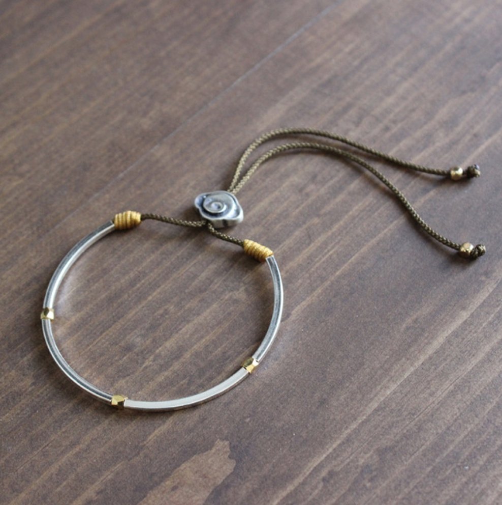 Handmade Buddhist Lucky Cloud, Rope Bracelet Silver Bangle - Egret Jewellery