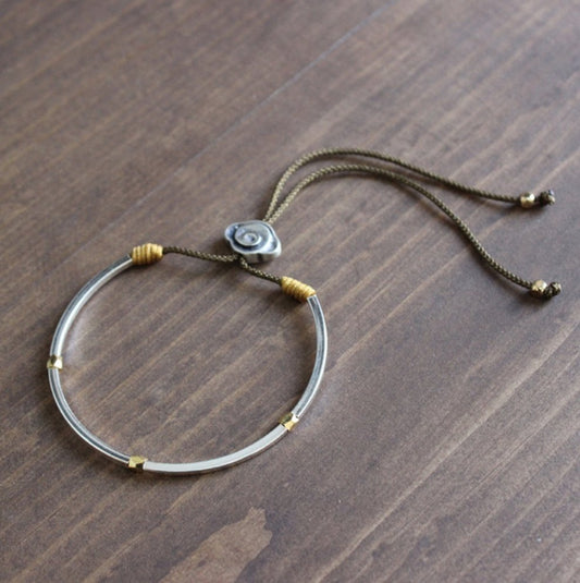 Handmade Buddhist Lucky Cloud, Rope Bracelet Silver Bangle - Egret Jewellery