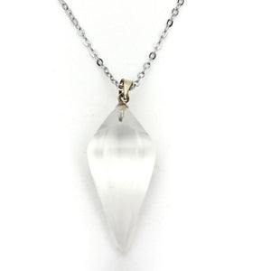 Clear Quartz Crystal Healing Chakra Pendulum Necklace - Egret Jewellery