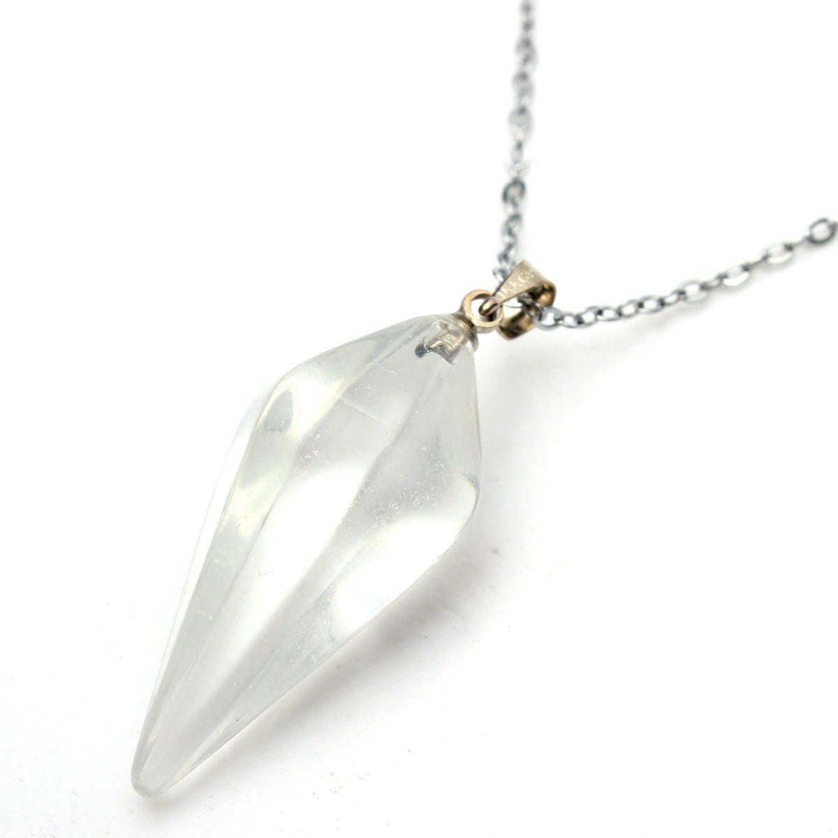 Clear Quartz Crystal Healing Chakra Pendulum Necklace - Egret Jewellery