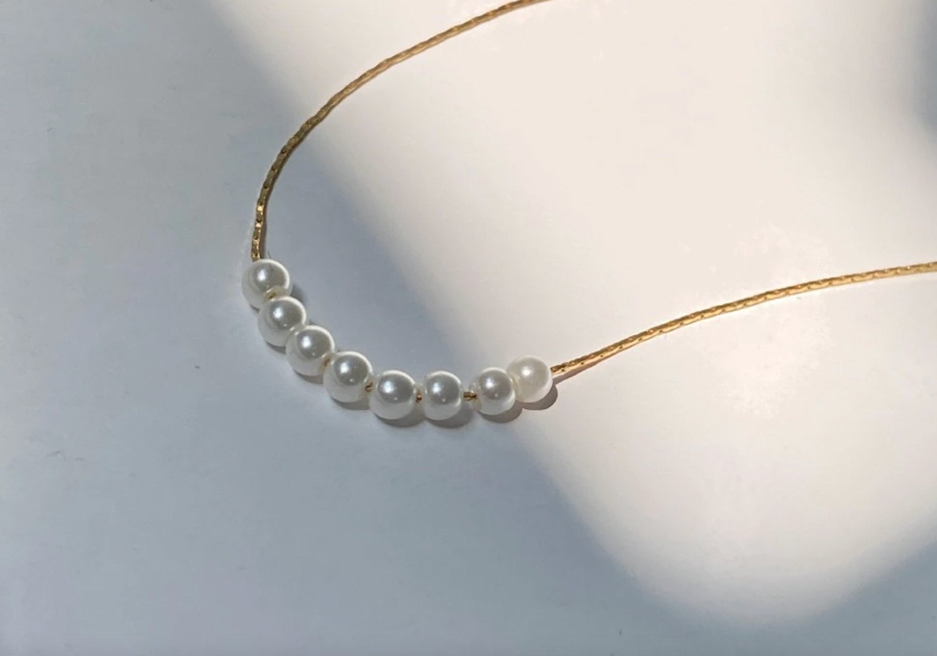Dainty 18ct Gold Freshwater Seed Pearl Choker | Necklace - Egret Jewellery