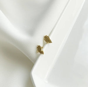 Dainty Gold Leaf Stud Earrings - Egret Jewellery