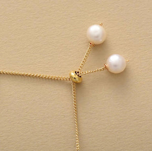Deep Peace Gold Baroque Pearls Adjustable Ball Chain Bracelet - Egret  Jewellery