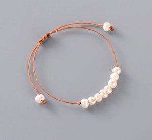 Natural Genuine Freshwater White Pearl Cord Stacking Bracelet - Egret Jewellery