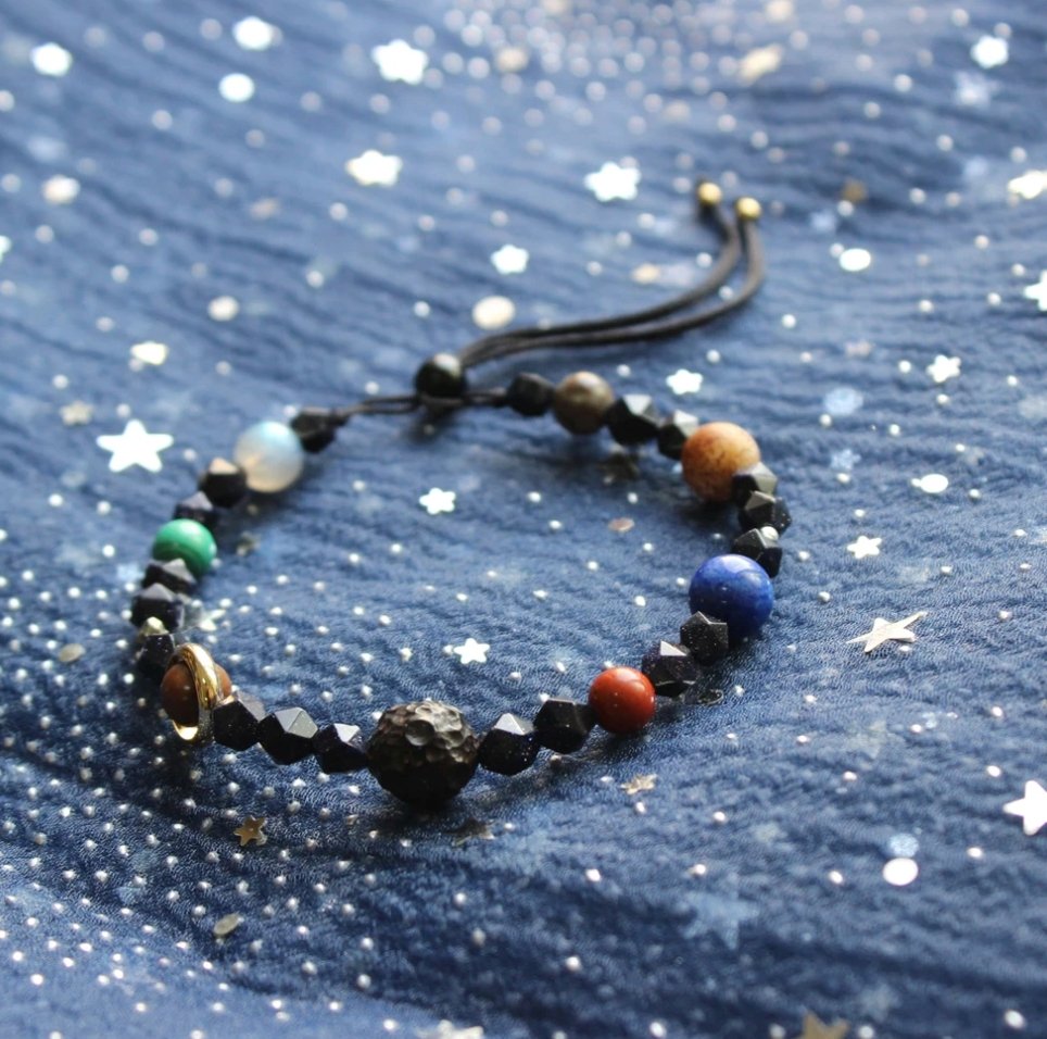 Moon Bracelet / Silver & Amethyst / Bangle / Galaxy / Solar System / P –  Kaali Boutique