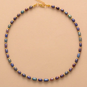 Genuine Freshwater Purple Pearl Beaded Choker Necklace - Egret Jewellery