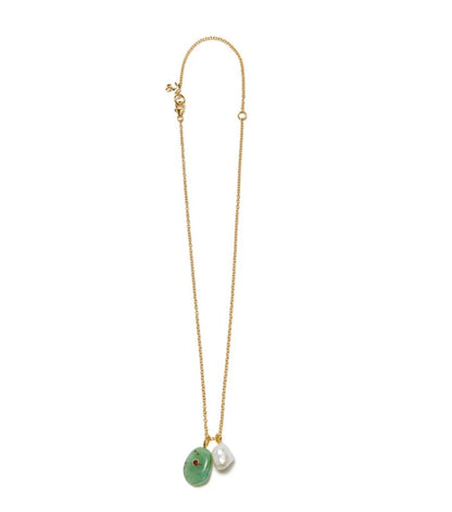 Gold Jade & Baroque Pearl Charm Necklace - Egret Jewellery