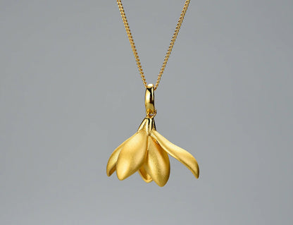 Gold Lotus Flower Necklace - Egret Jewellery