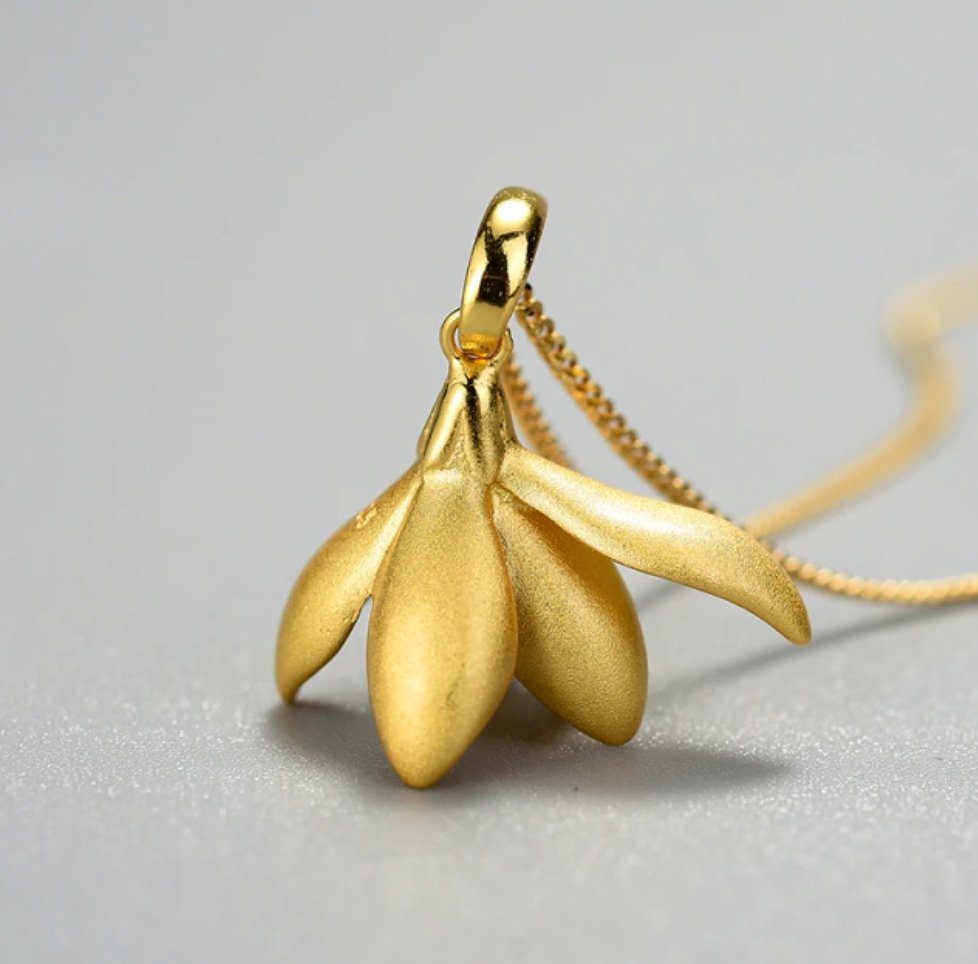 Gold Lotus Flower Necklace - Egret Jewellery