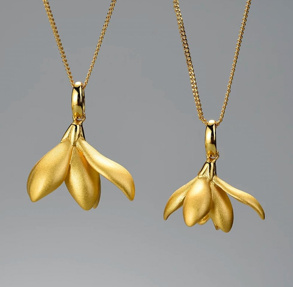 Gold Lotus Flower Necklace - Egret Jewellery