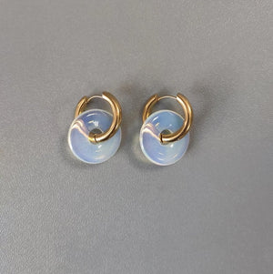 Gold Moonstone Hoop Earrings - Egret Jewellery