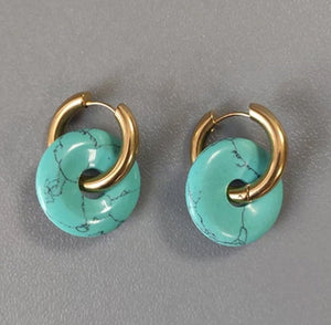 Gold Turquoise Hoop Earrings - Egret Jewellery