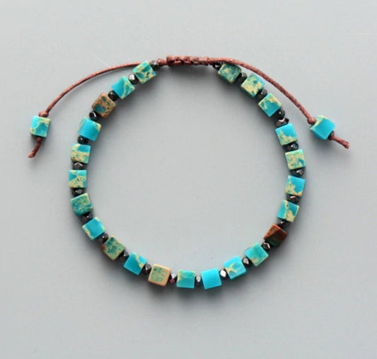 Natural Turquoise Impression Jasper Beaded Stacking Bracelet - Egret Jewellery