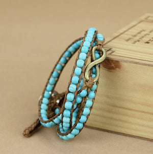 Natural Stone Infinity Beaded Turquoise Wrap Bracelet - Egret Jewellery