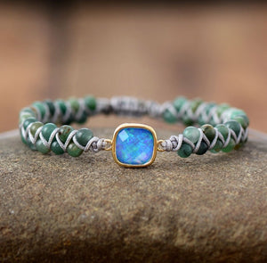 Natural Gemstone Jade Beaded Blue Opal Stacking Bracelet Stacks Friendship - Egret Jewellery
