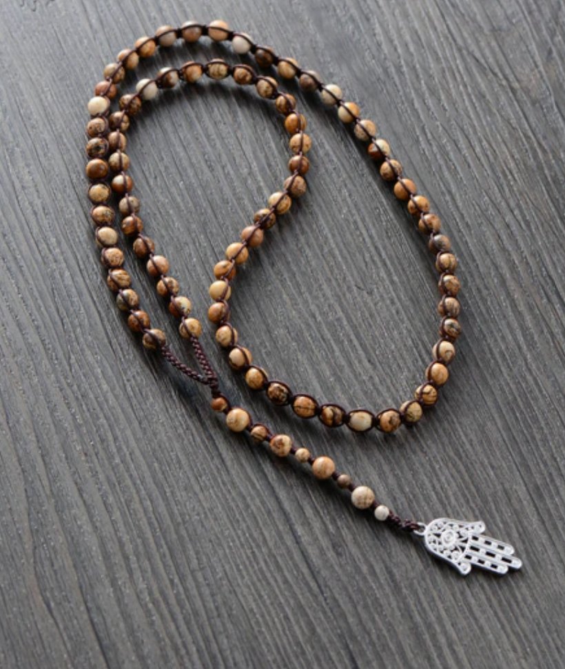 GAVU Lava Hematite Men's Beaded Stone Necklace 50cm : Amazon.co.uk: Fashion