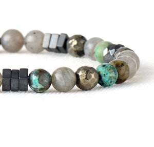 Natural Gemstone Labradorite | Hematite Elastic Stacking | Friendship Bracelet - Egret Jewellery