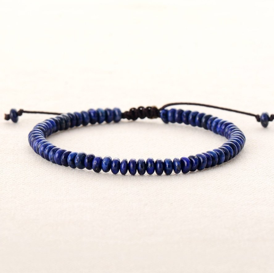 Natural Dark Blue Lapis Lazuli Beaded Stacking Disc Friendship Bracelet Beads - Egret Jewellery