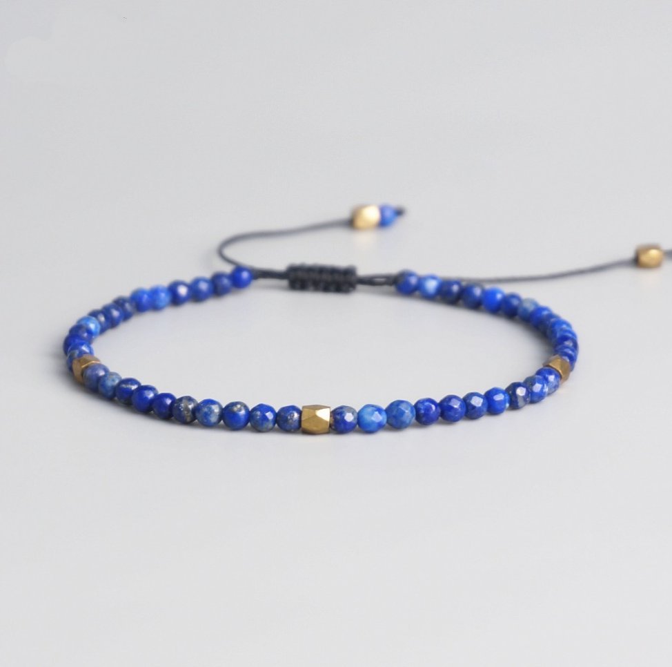Natural Dark Blue Lapis Lazuli Beaded Stacking Friendship Bracelet - Egret Jewellery