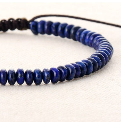 Natural Dark Blue Lapis Lazuli Beaded Stacking Disc Friendship Bracelet Beads - Egret Jewellery