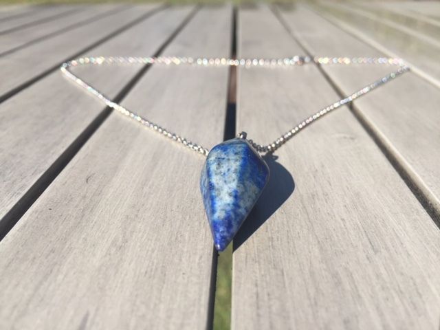 Lapis Lazuli Crystal Healing Chakra Pendulum Necklace - Egret Jewellery