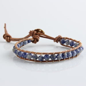 Lapis Lazuli Natural Beaded Leather Friendship Bracelet - Egret Jewellery