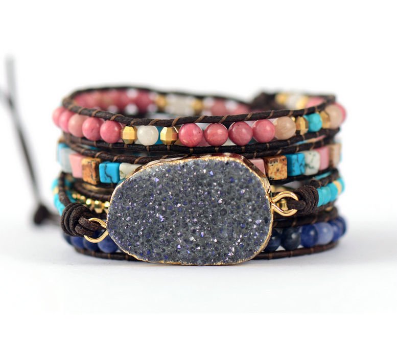Lapis Lazuli & Rhodonite Geode Wrap Bracelet – Egret Jewellery